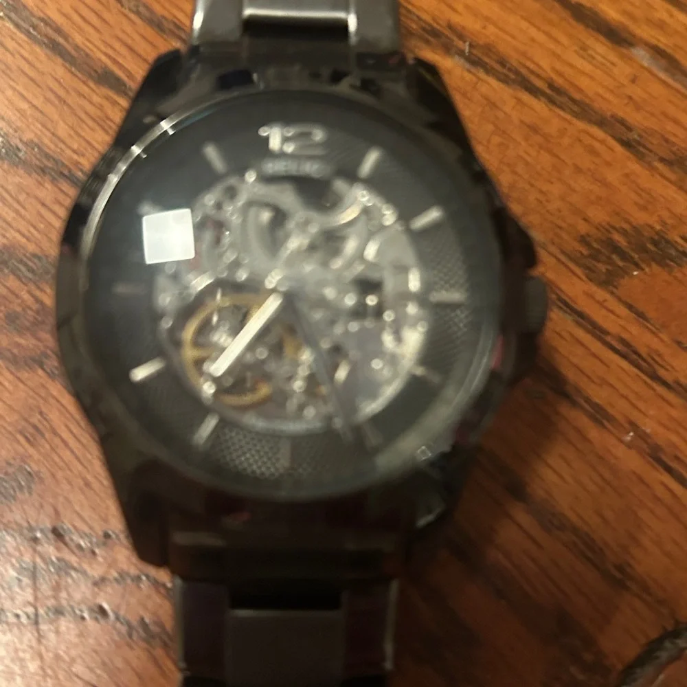 Relic Black Skeleton Dial Watch for men - Picture 2 of 6